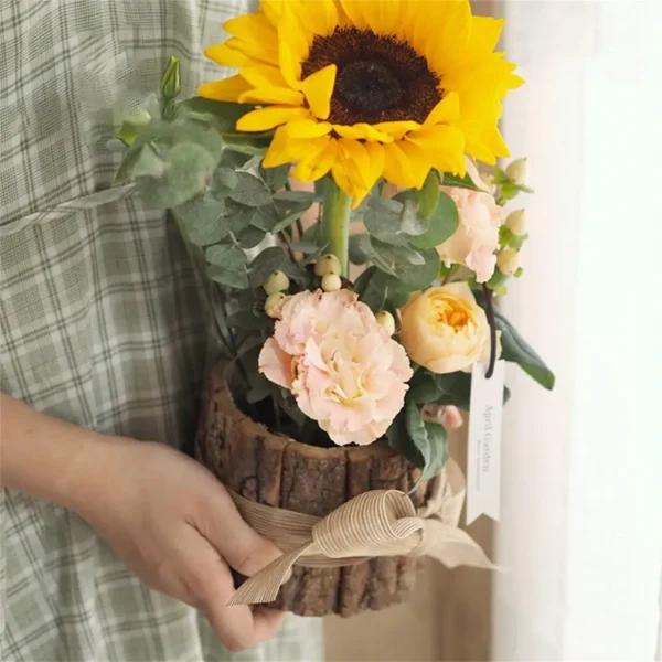 Bark Barrel Flower Vase - Image 3